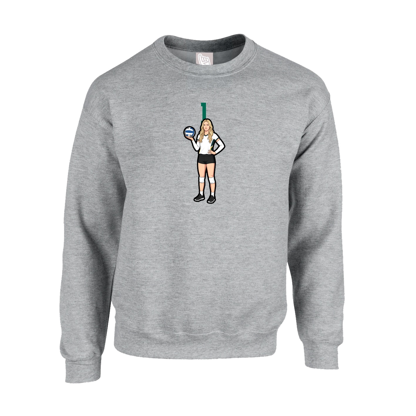 Fleece Crew — Number Top in Grey