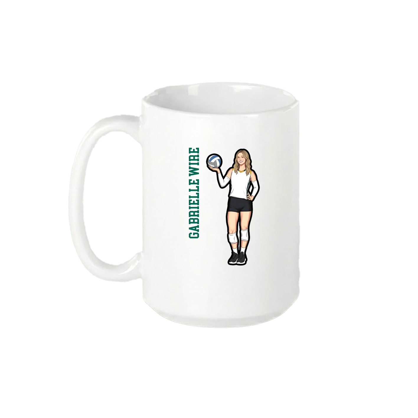 15oz Coffee Mug — Name Vertical in White