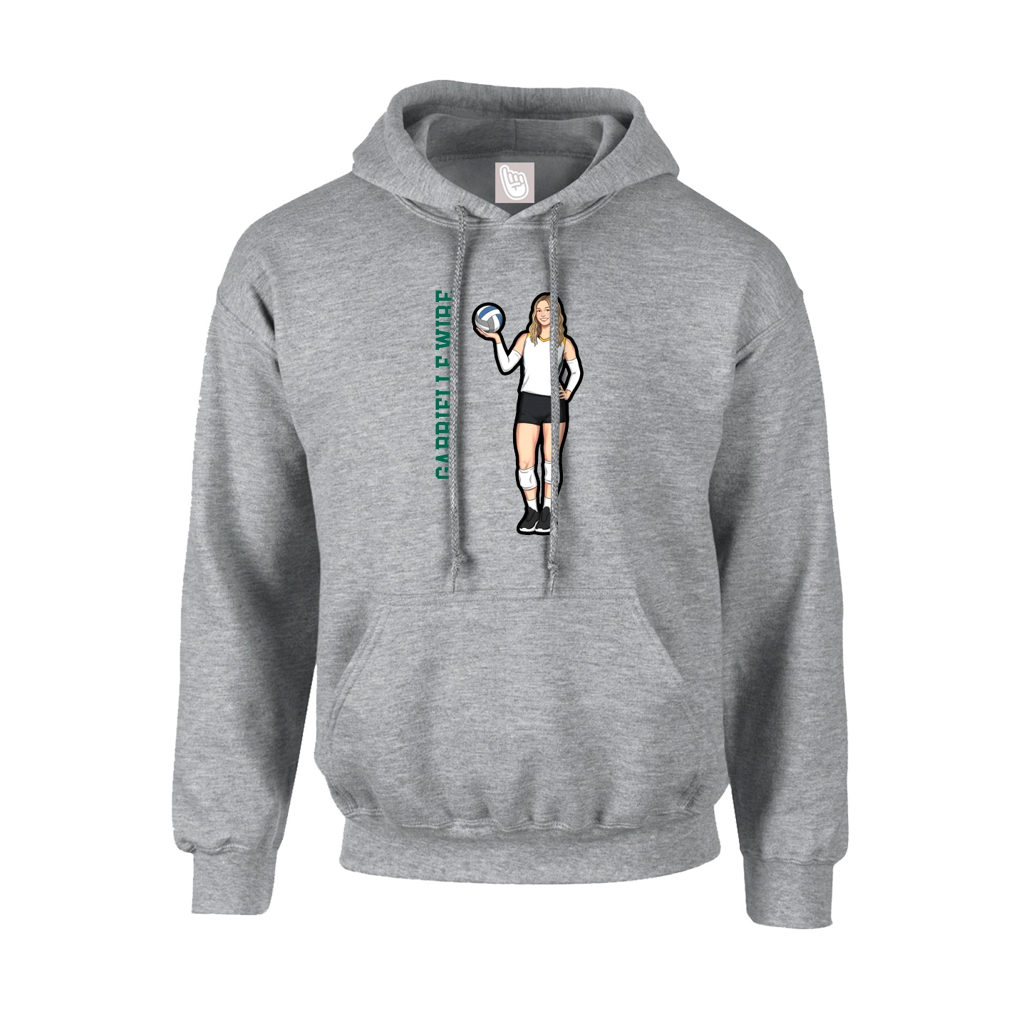 Youth Hoodie — Name Vertical in Grey