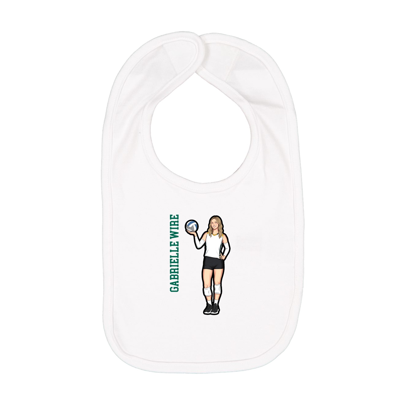 Infant Bib — Name Vertical in White