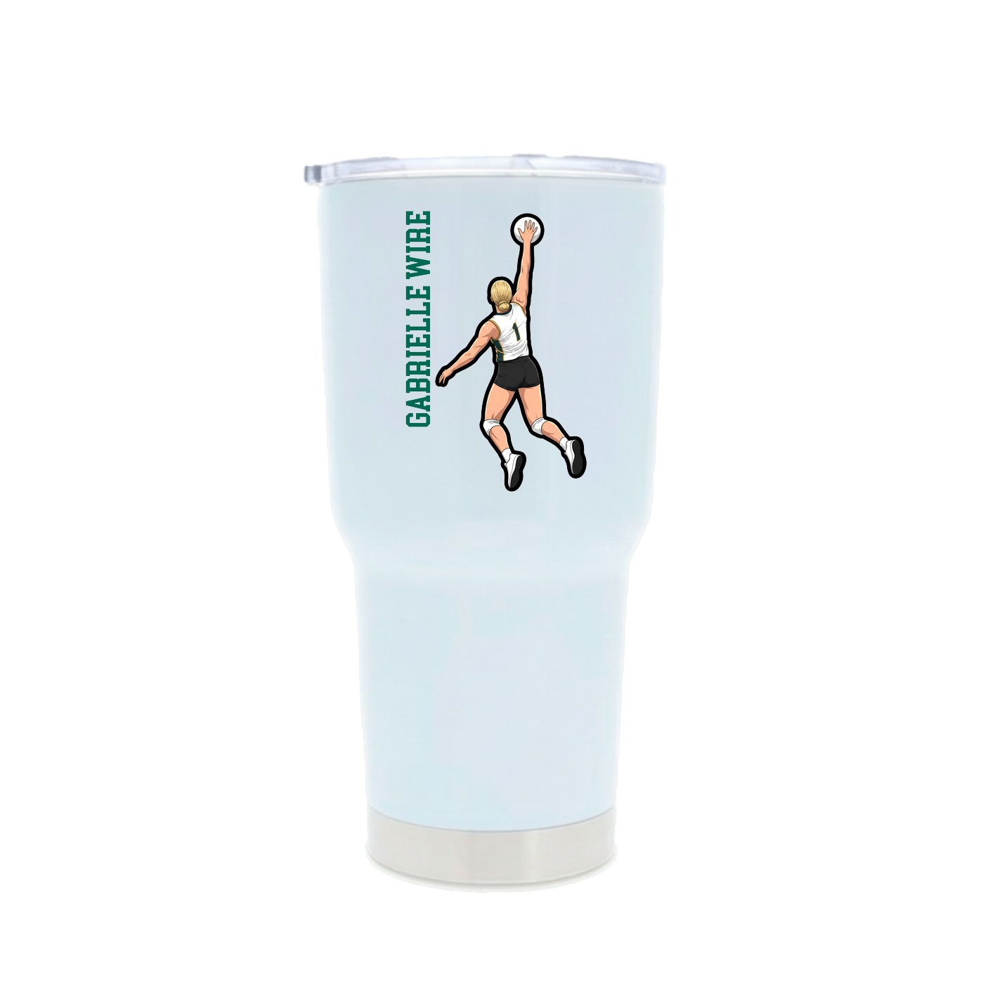 30oz Stainless Steel Tumbler — Name Vertical in White