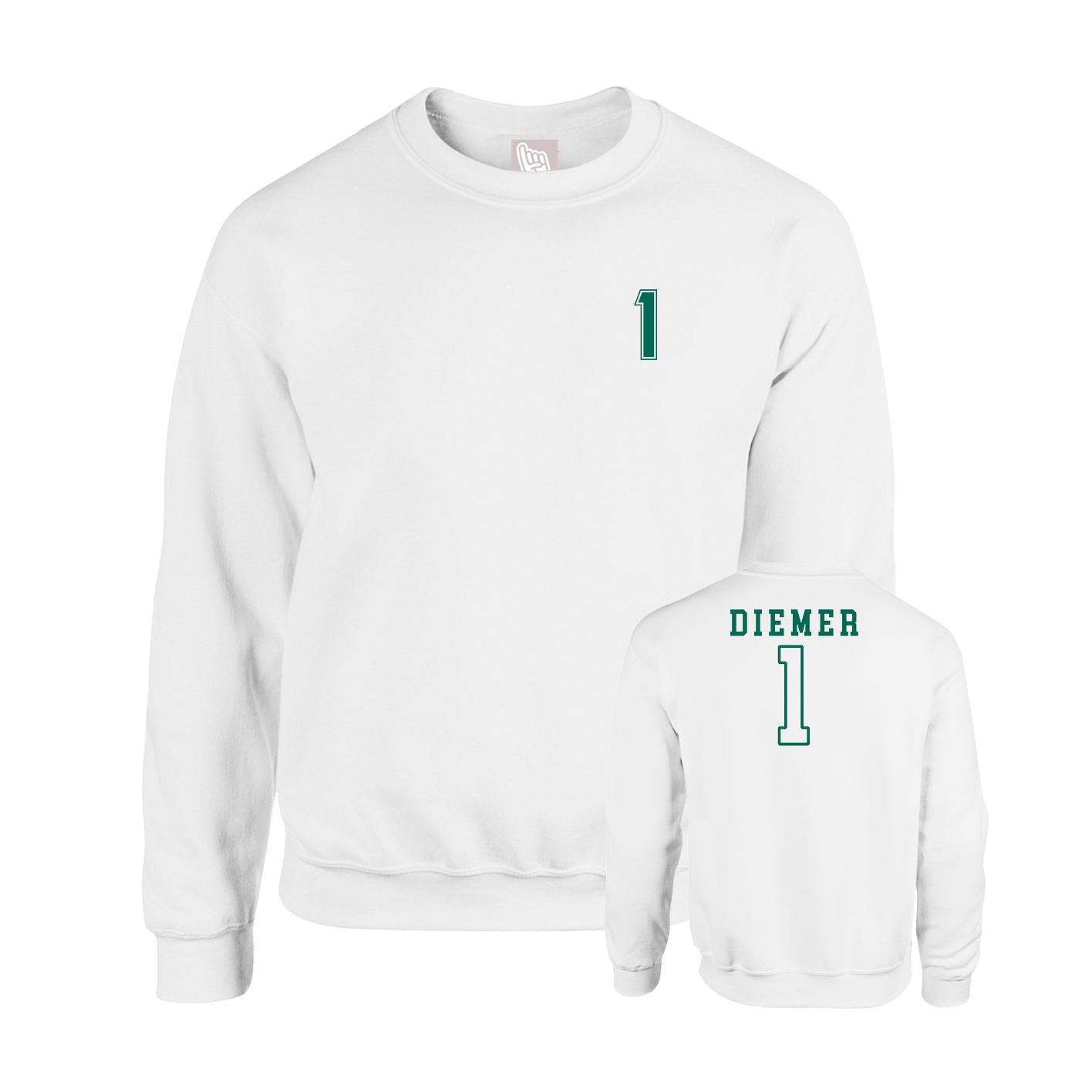 Fleece Crew — Chest Back in White