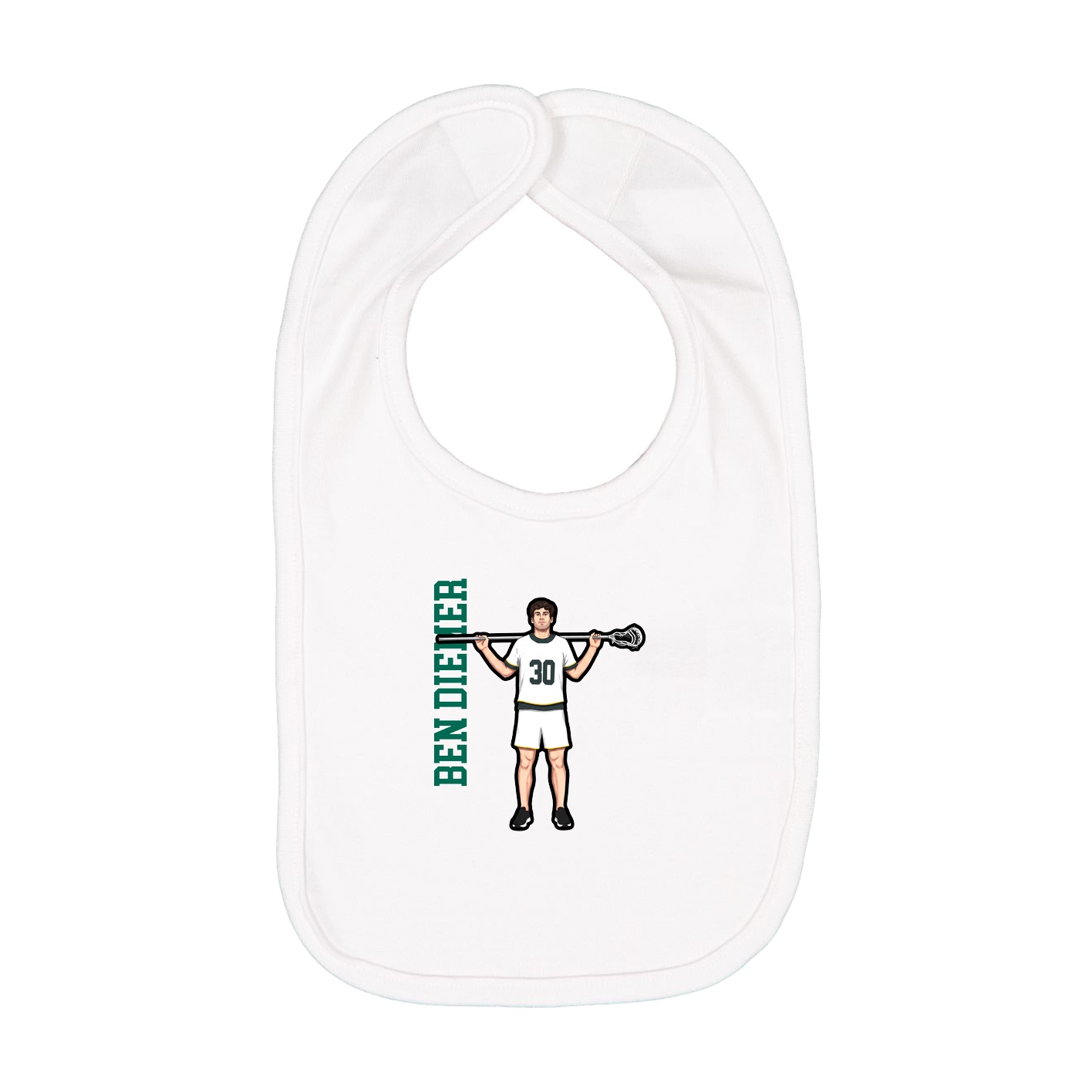 Infant Bib — Name Vertical in White