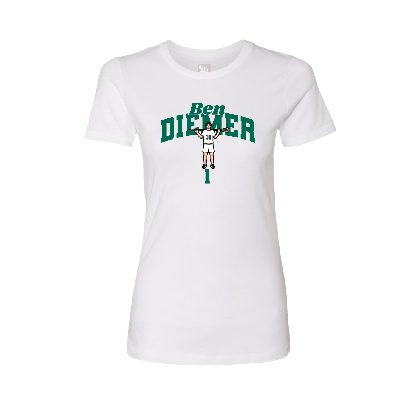Fitted Women's Tee — Signature Arch in White