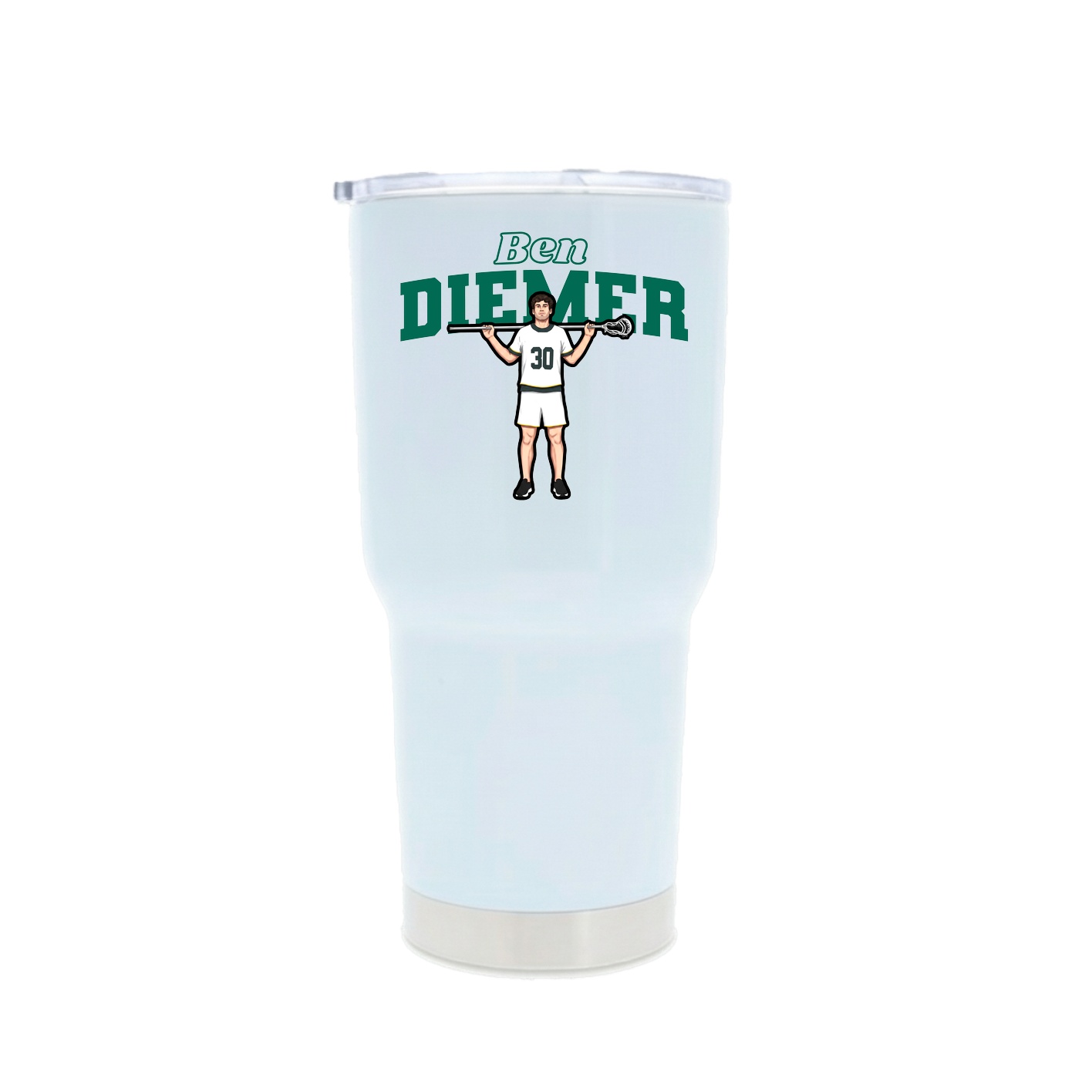 30oz Stainless Steel Tumbler — Name Arch in White