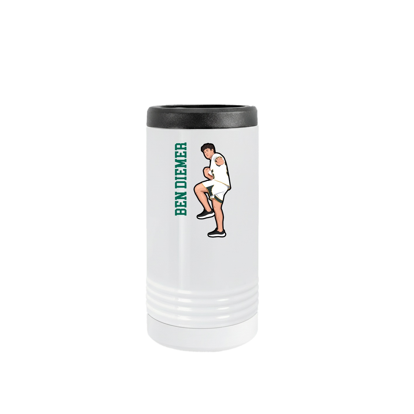 Slim Beverage Holder — Name Vertical in White