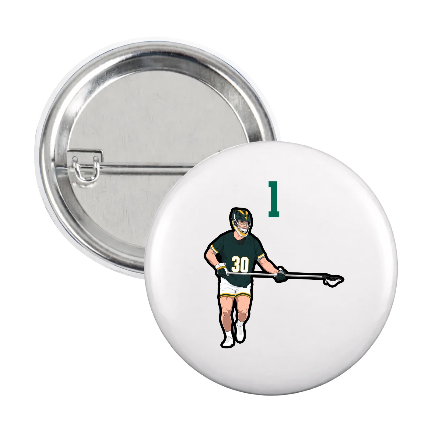 Game Day Button — Number Top in White