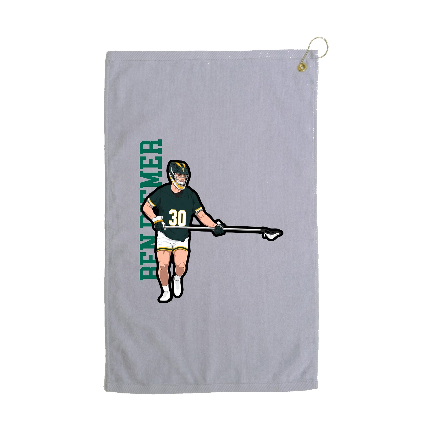 Golf Towel — Name Vertical in Grey