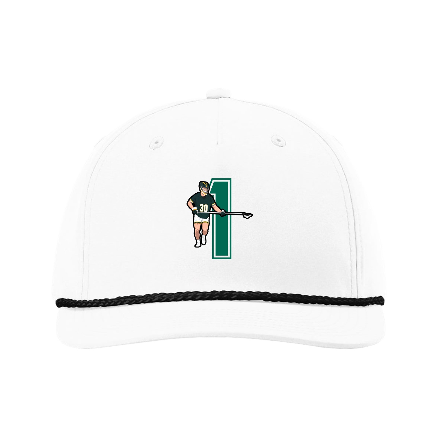 Five-Panel Classic Rope Cap — Number in White