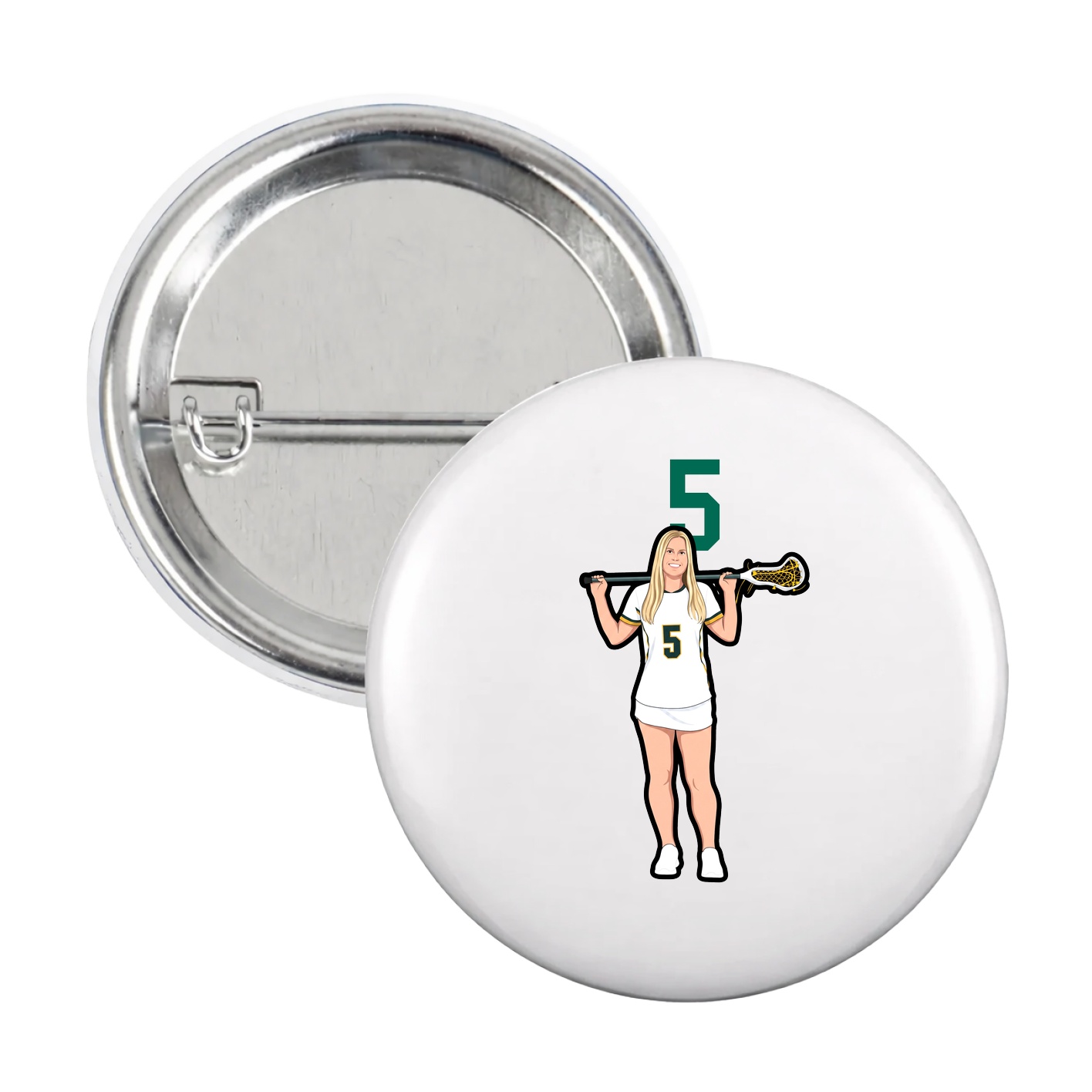 Game Day Button — Number Top in White