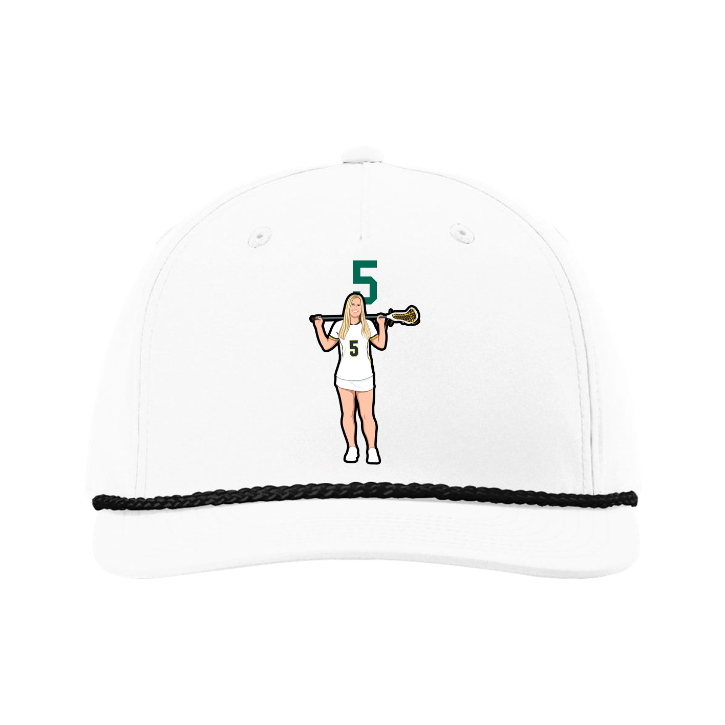 Five-Panel Classic Rope Cap — Number Top in White