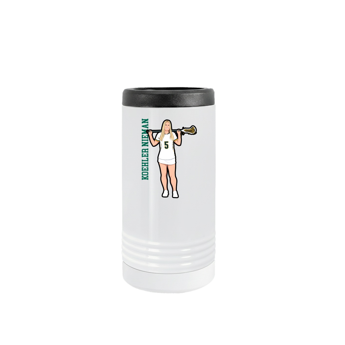 Slim Beverage Holder — Name Vertical in White