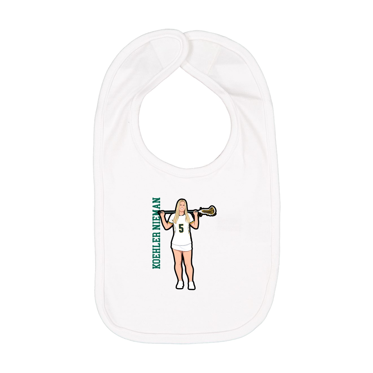 Infant Bib — Name Vertical in White
