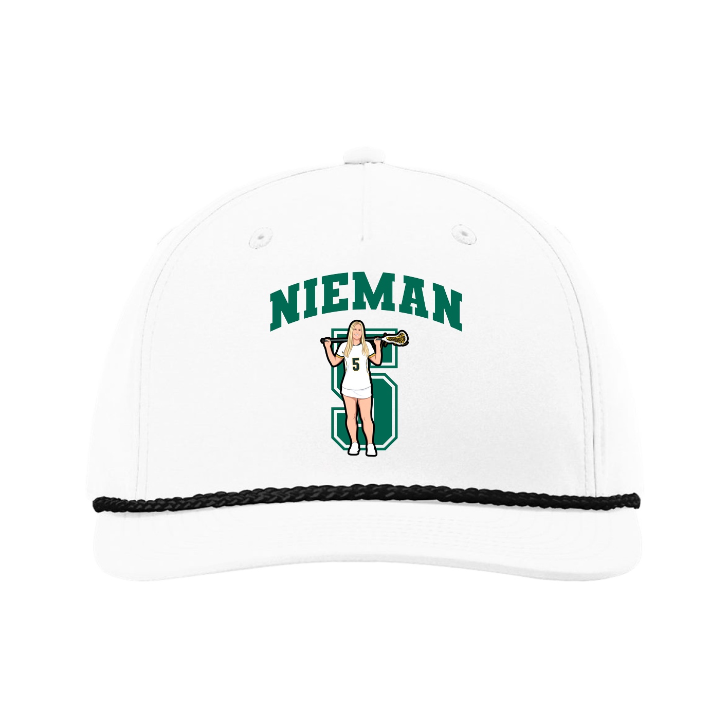 Five-Panel Classic Rope Cap — Number in White
