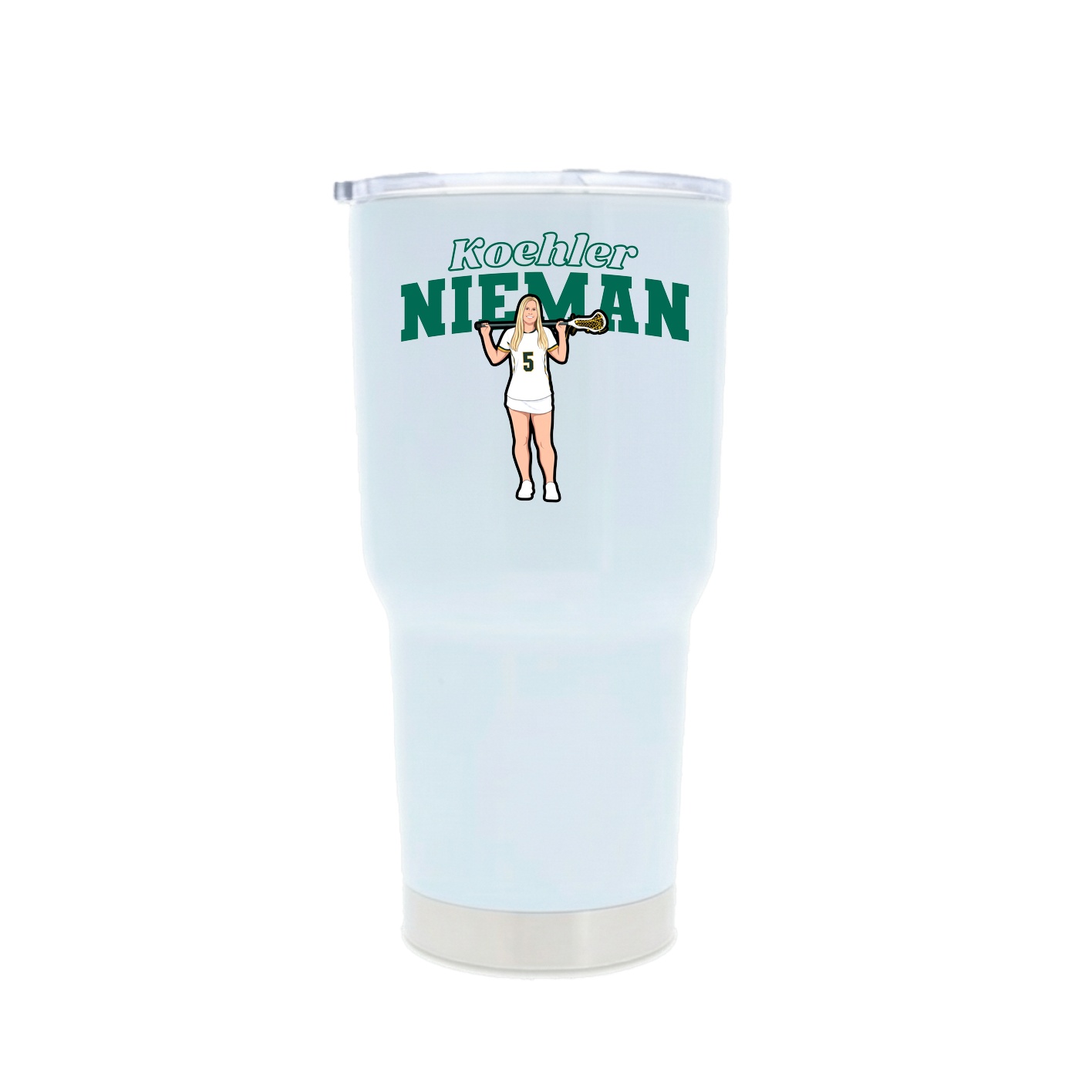30oz Stainless Steel Tumbler — Name Arch in White