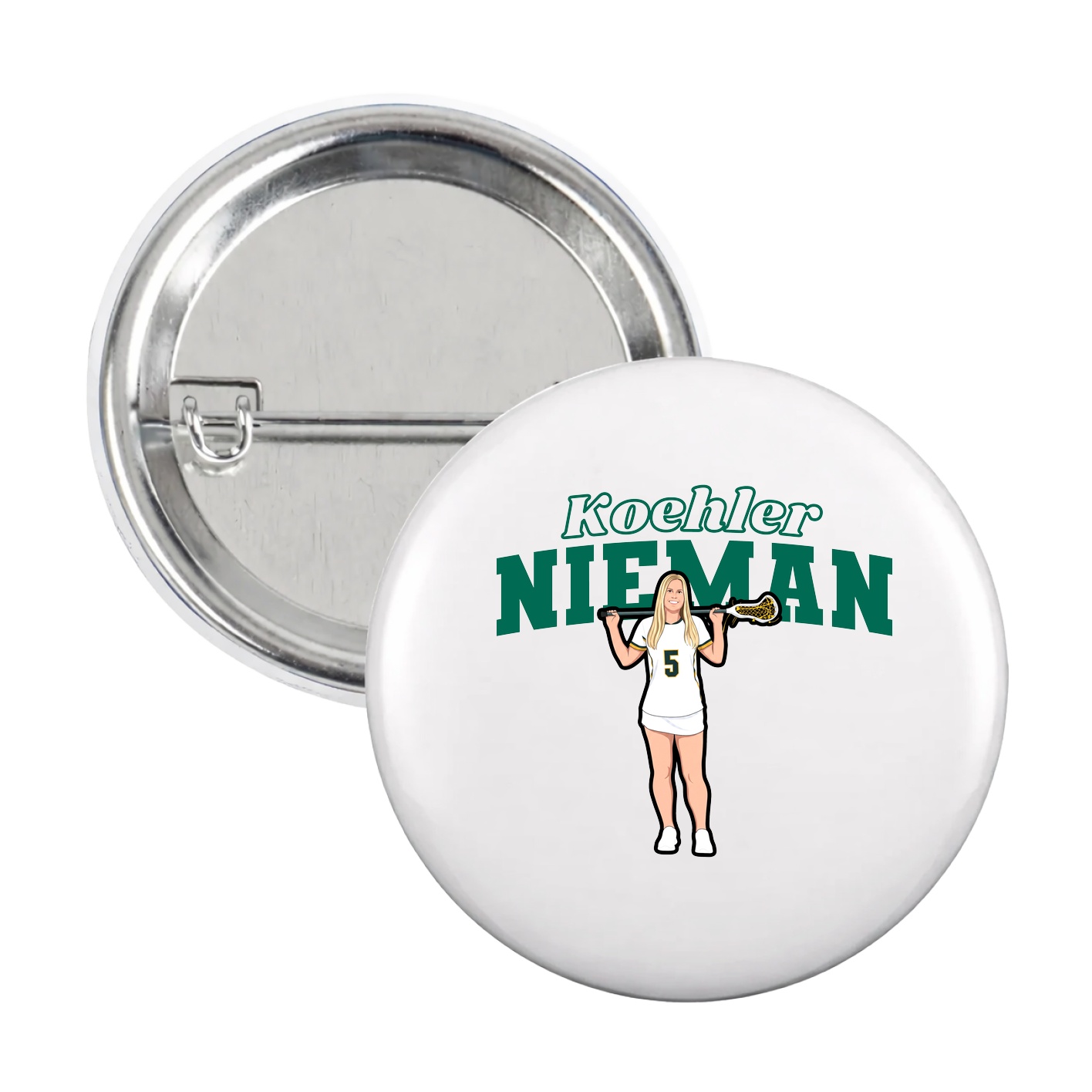 Game Day Button — Name Arch in White