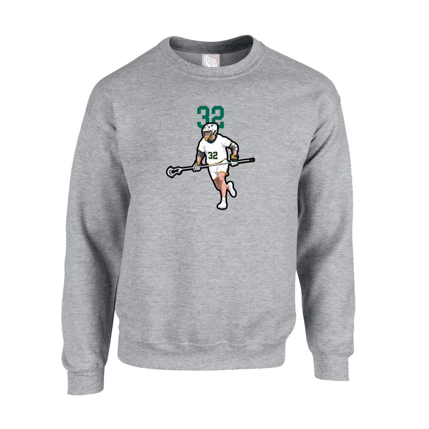 Fleece Crew — Number Top in Grey