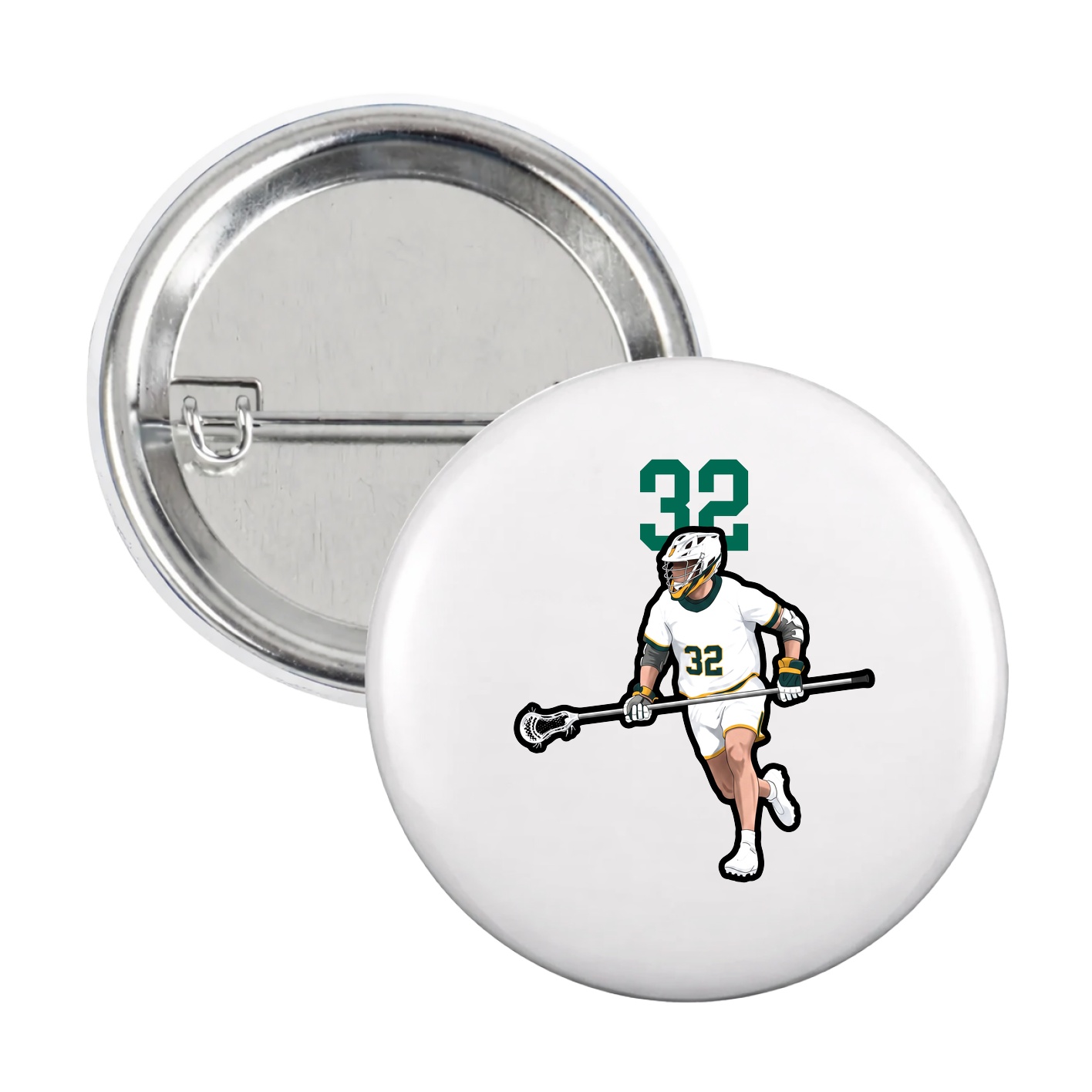 Game Day Button — Number Top in White