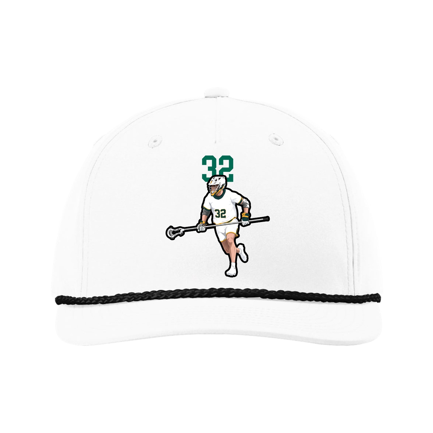 Five-Panel Classic Rope Cap — Number Top in White