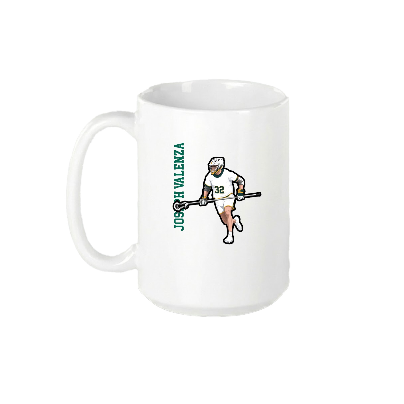 15oz Coffee Mug — Name Vertical in White