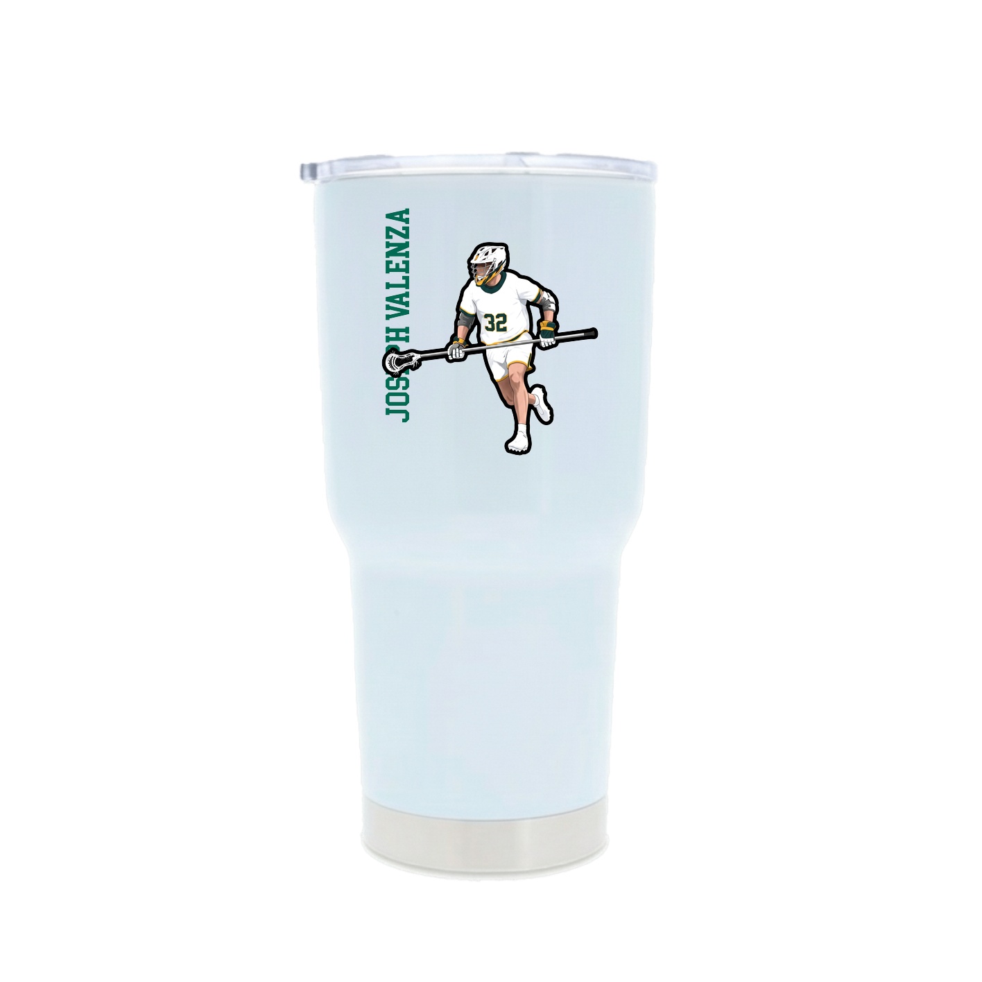 30oz Stainless Steel Tumbler — Name Vertical in White