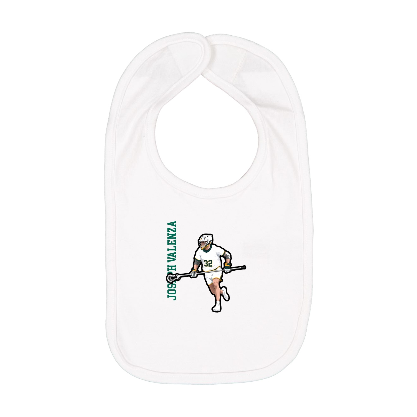 Infant Bib — Name Vertical in White