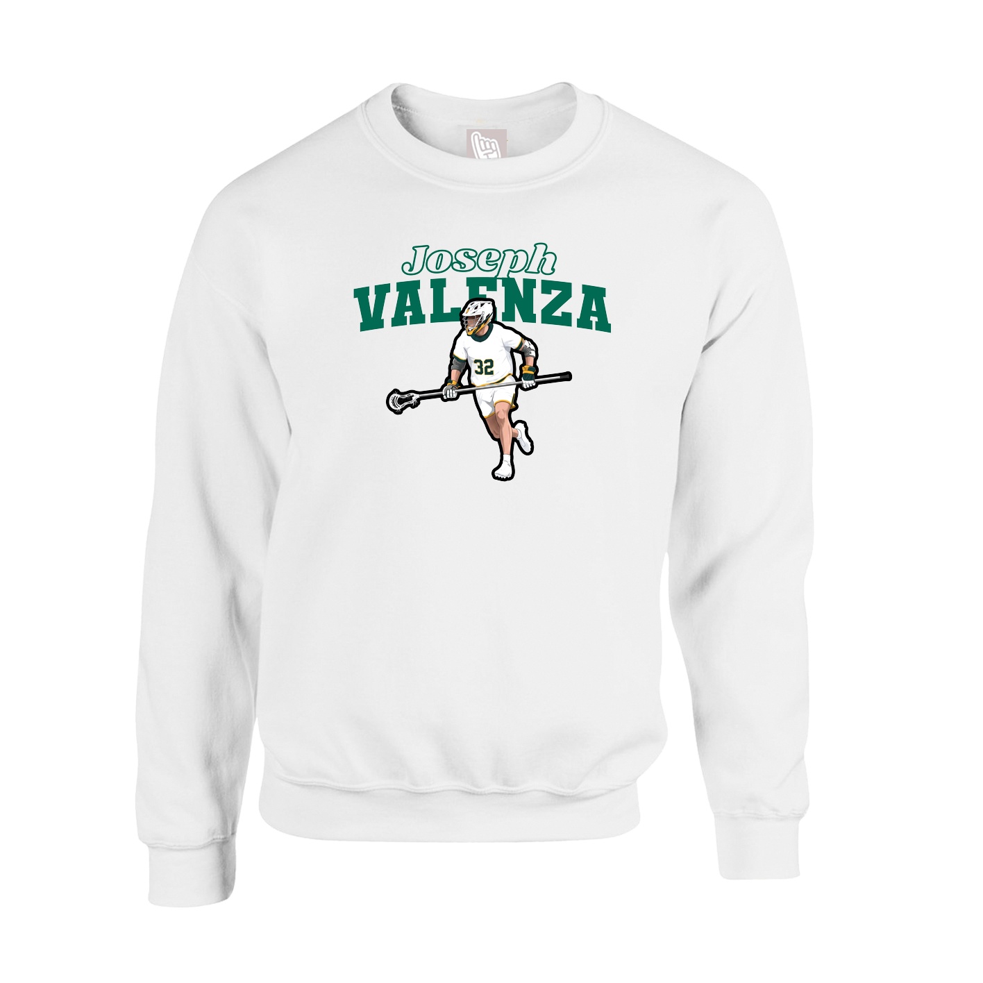 Fleece Crew — Name Arch in White