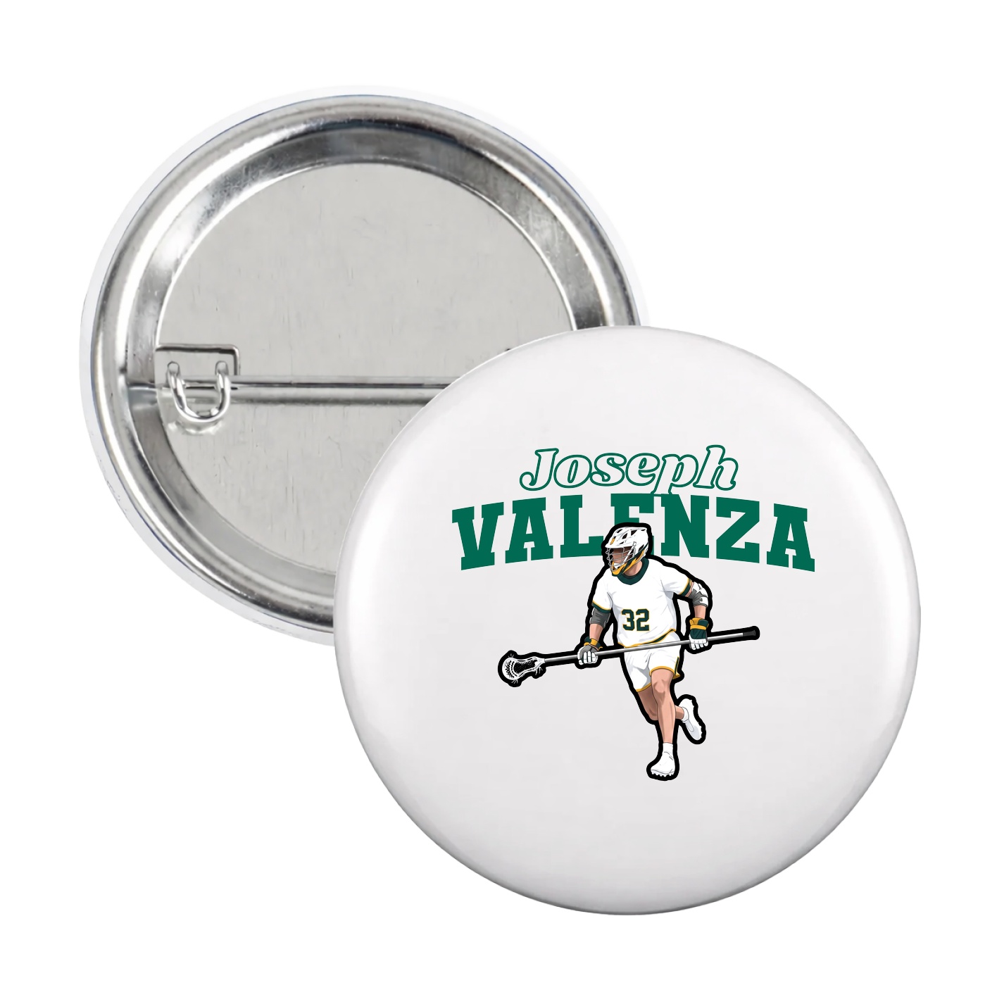 Game Day Button — Name Arch in White