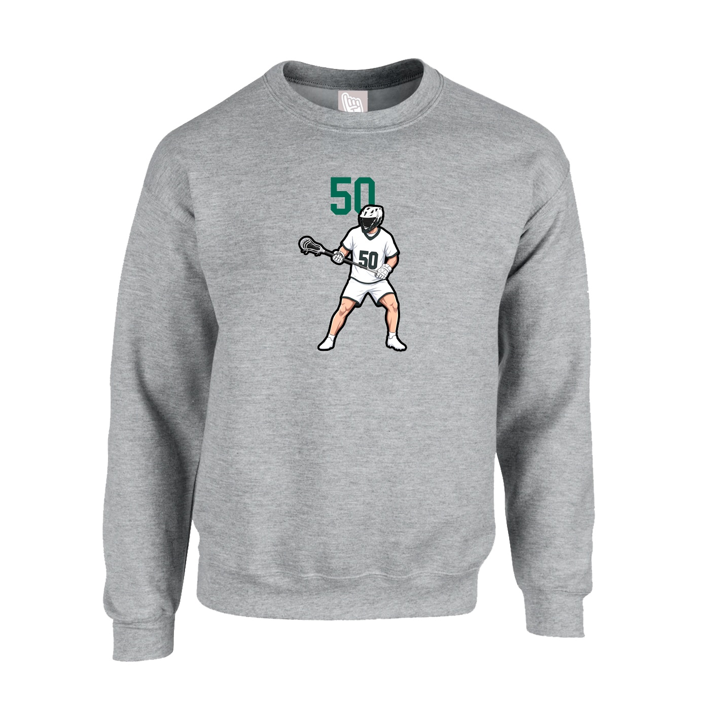 Fleece Crew — Number Top in Grey