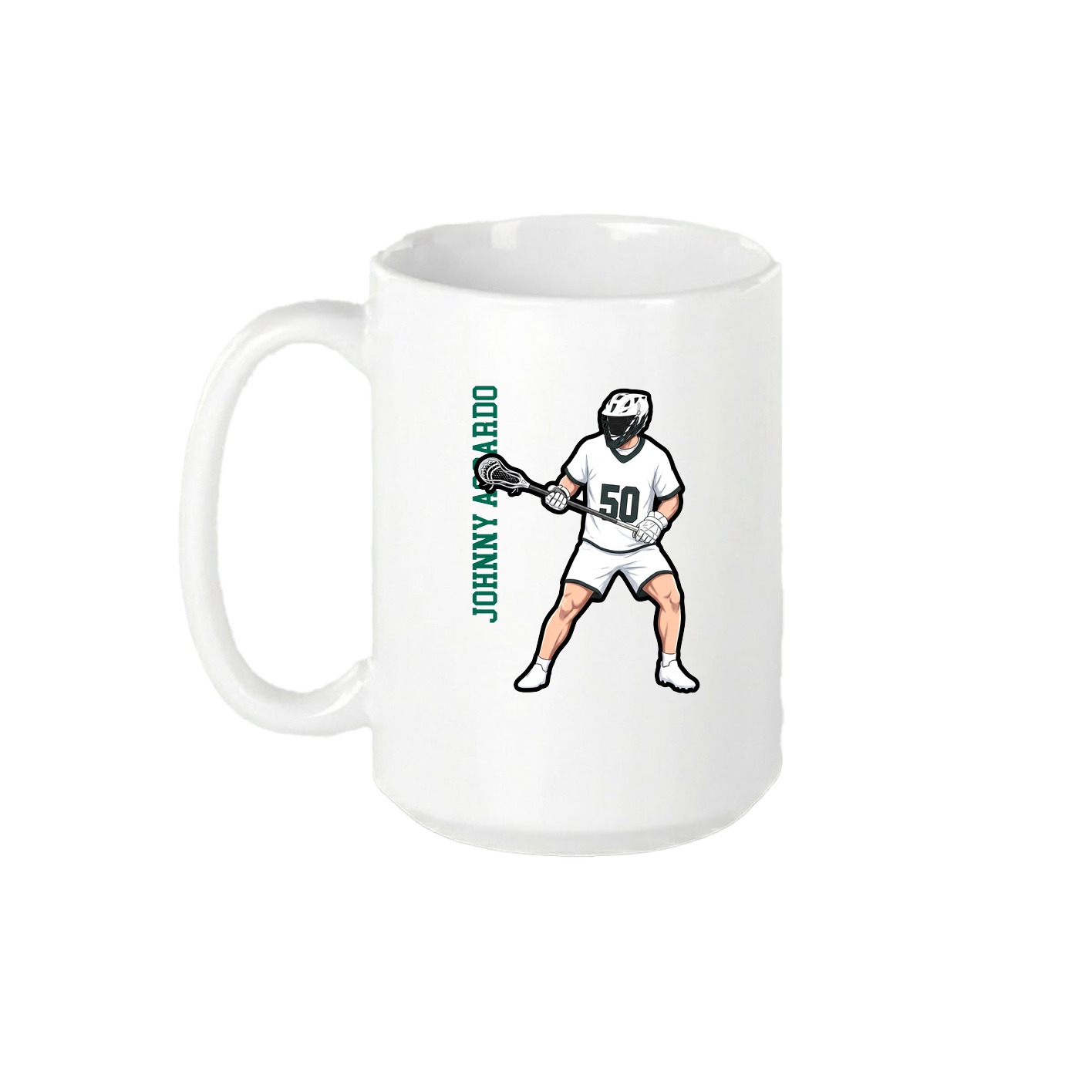 15oz Coffee Mug — Name Vertical in White