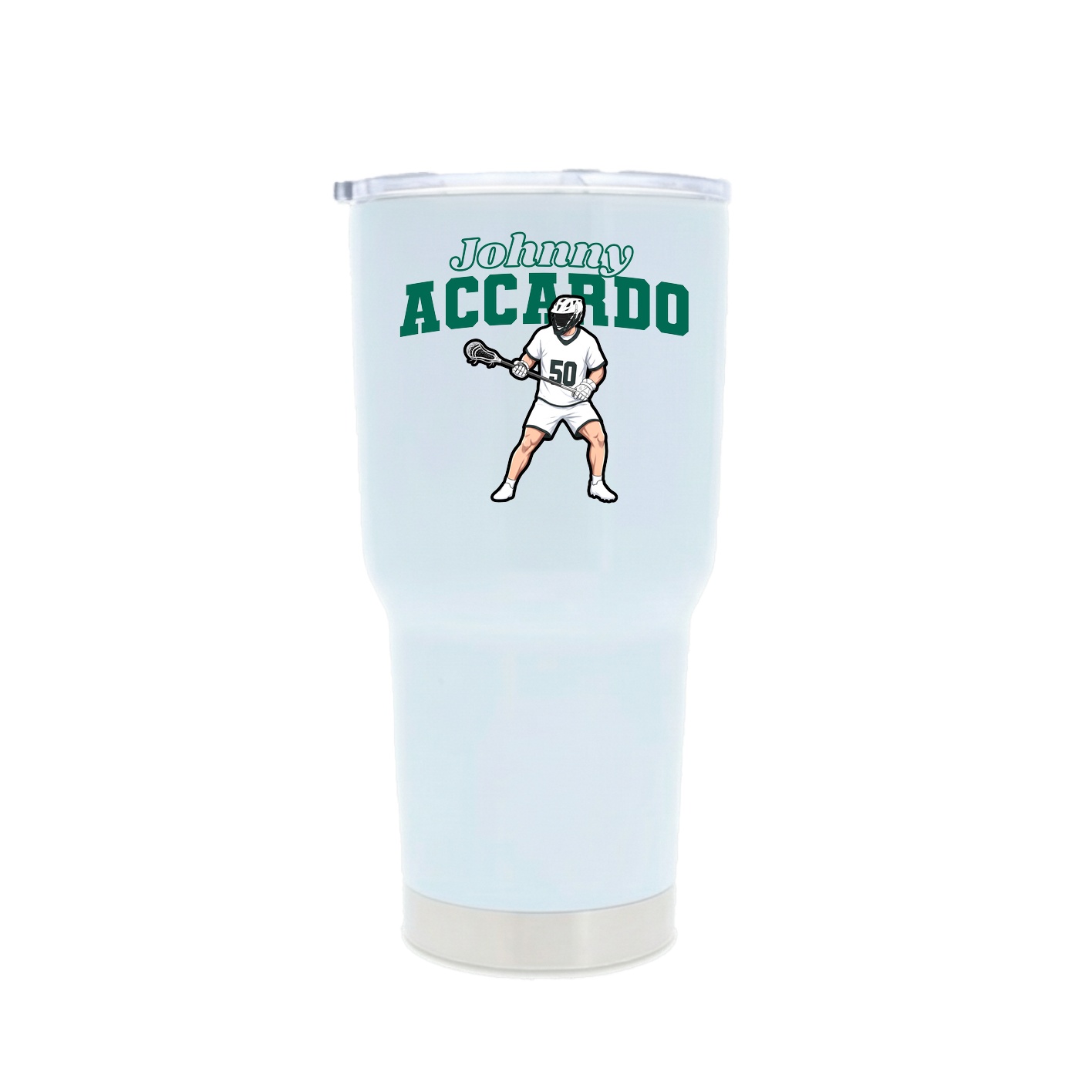 30oz Stainless Steel Tumbler — Name Arch in White
