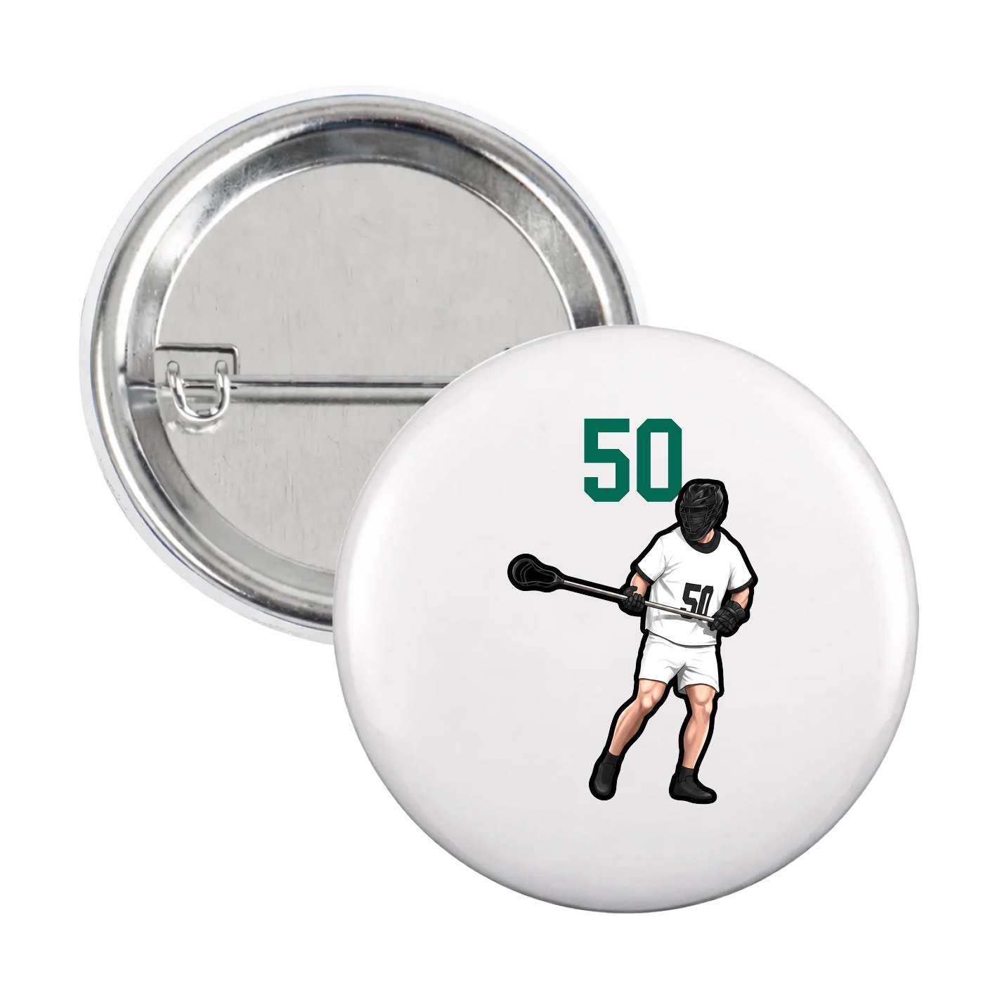 Game Day Button — Number Top in White