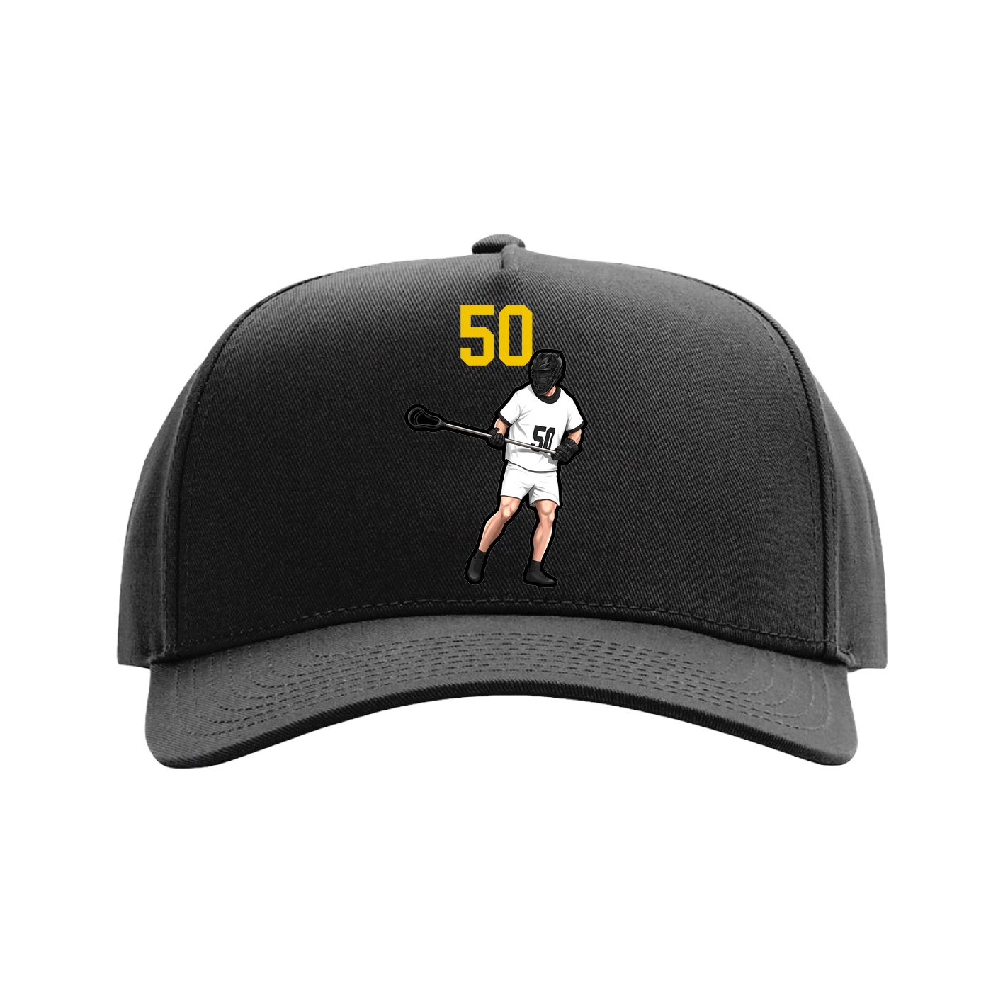Full Fabric Five-Panel Champ Cap — Number Top in Black