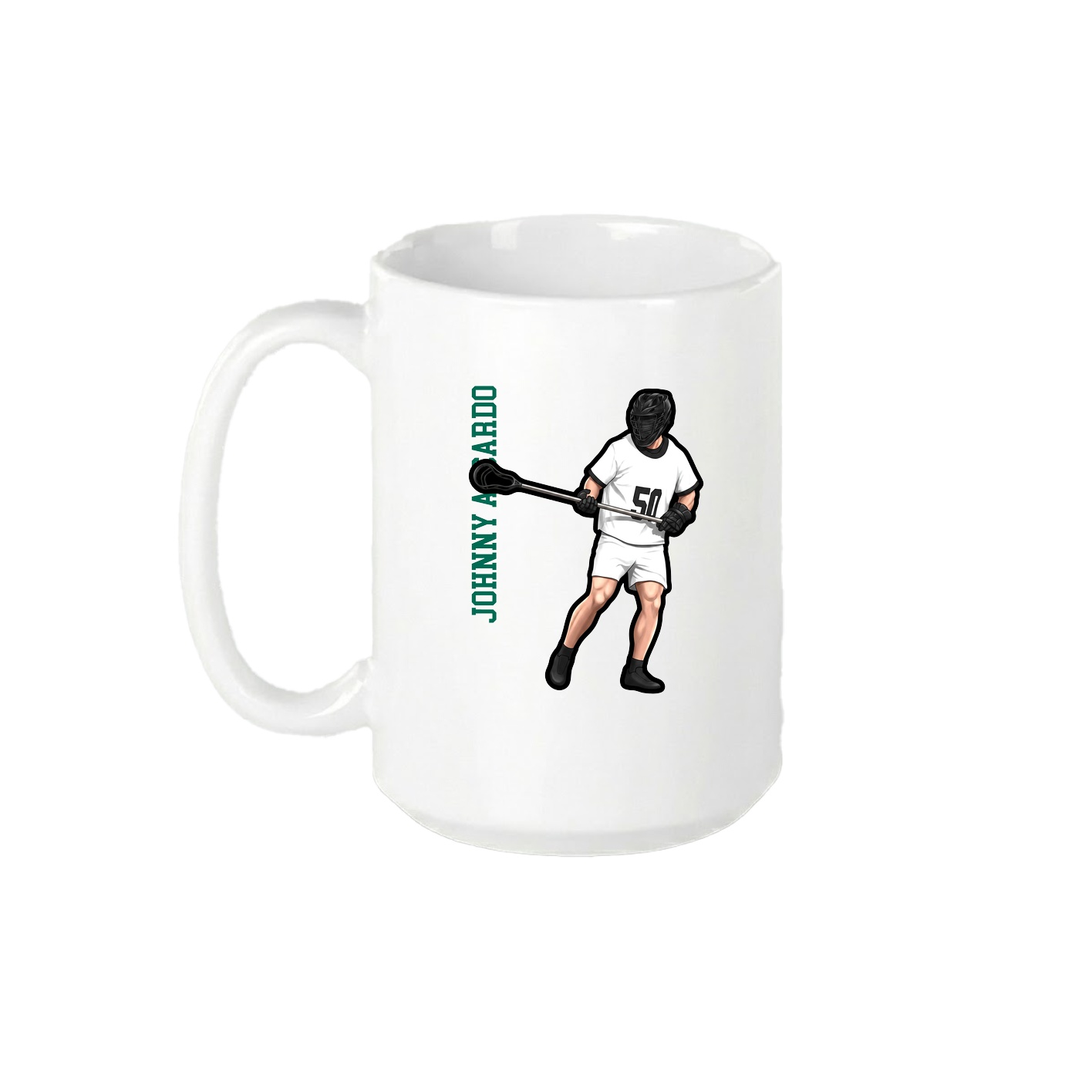15oz Coffee Mug — Name Vertical in White