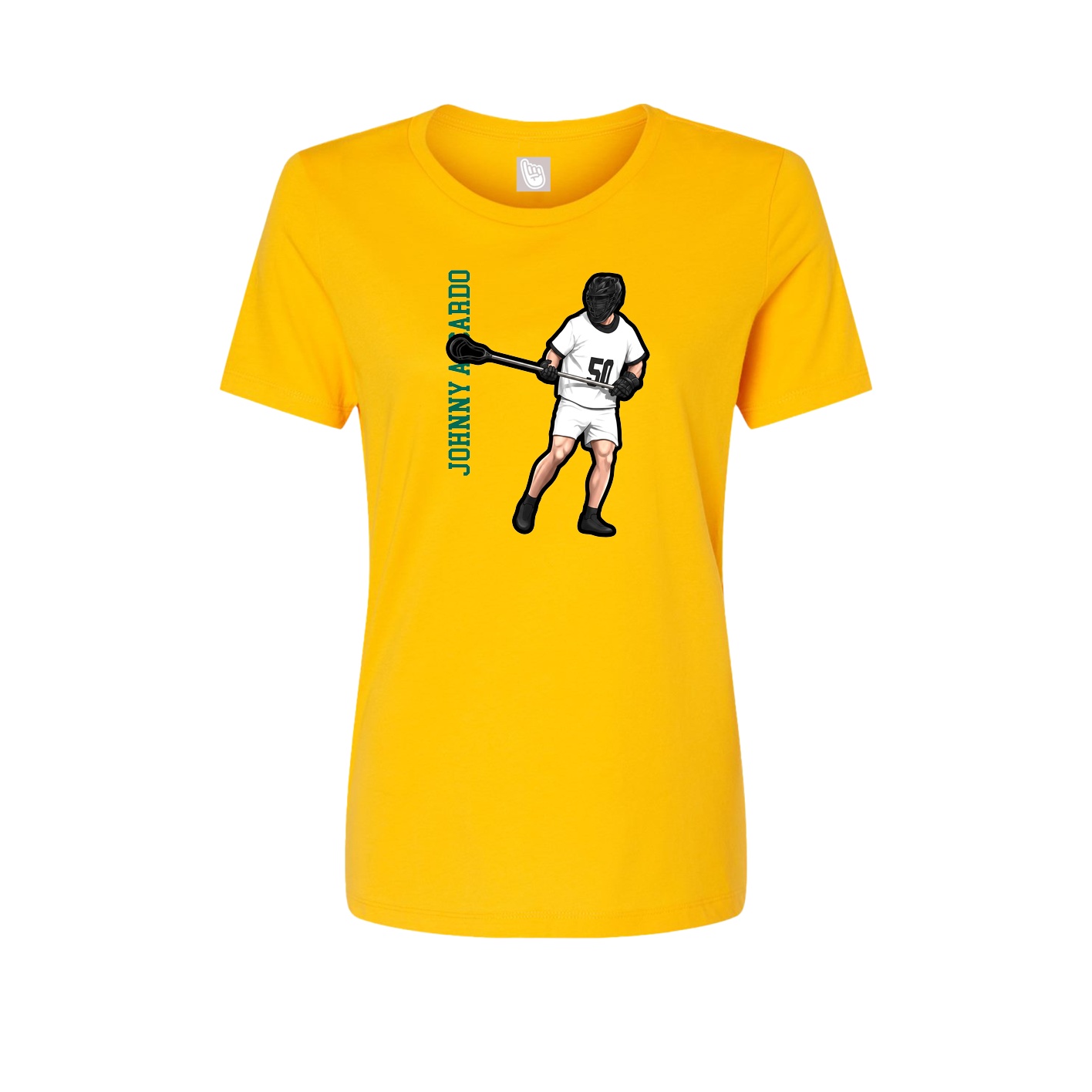 Fitted Women's Tee — Name Vertical in Gold