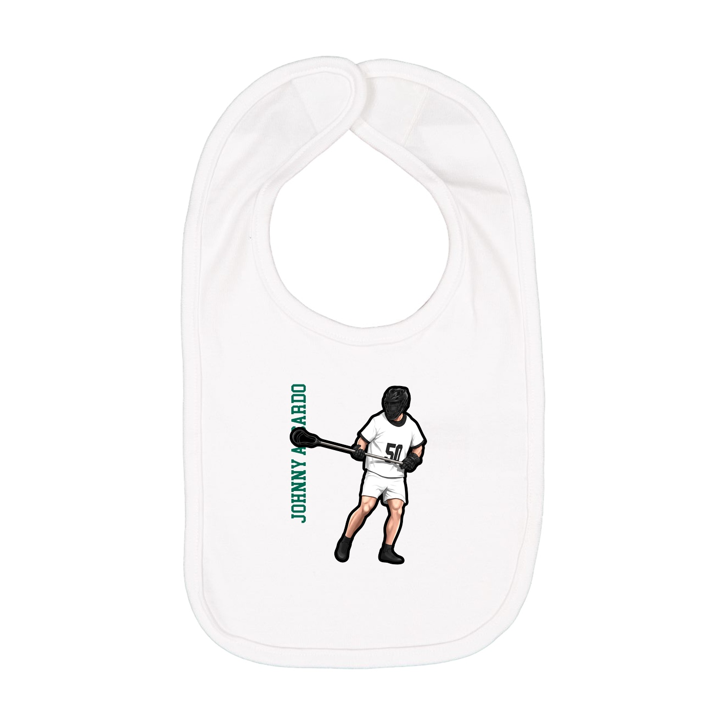 Infant Bib — Name Vertical in White