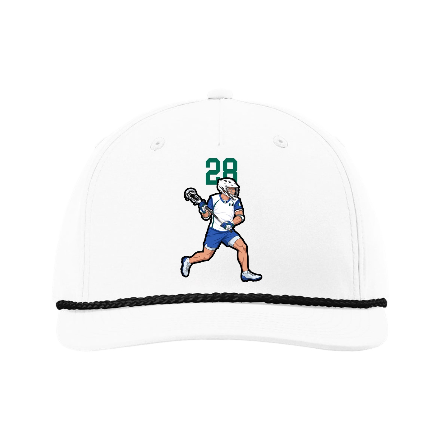 Five-Panel Classic Rope Cap — Number Top in White