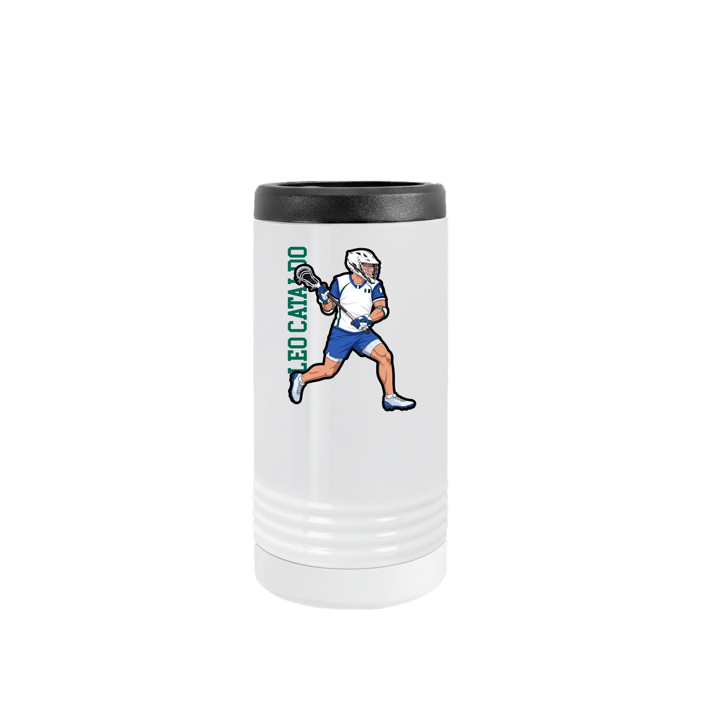 Slim Beverage Holder — Name Vertical in White