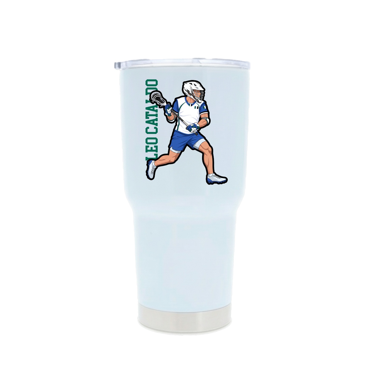 30oz Stainless Steel Tumbler — Name Vertical in White