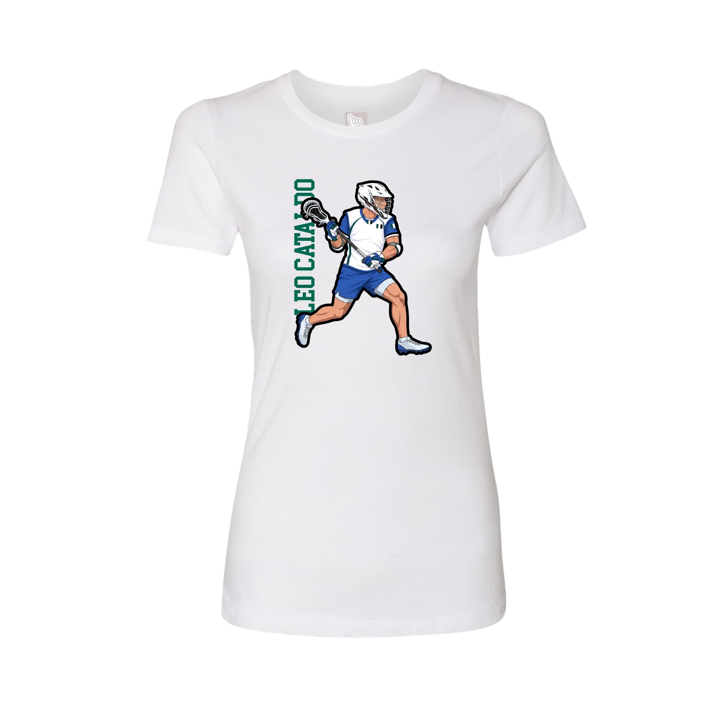 Fitted Women's Tee — Name Vertical in White