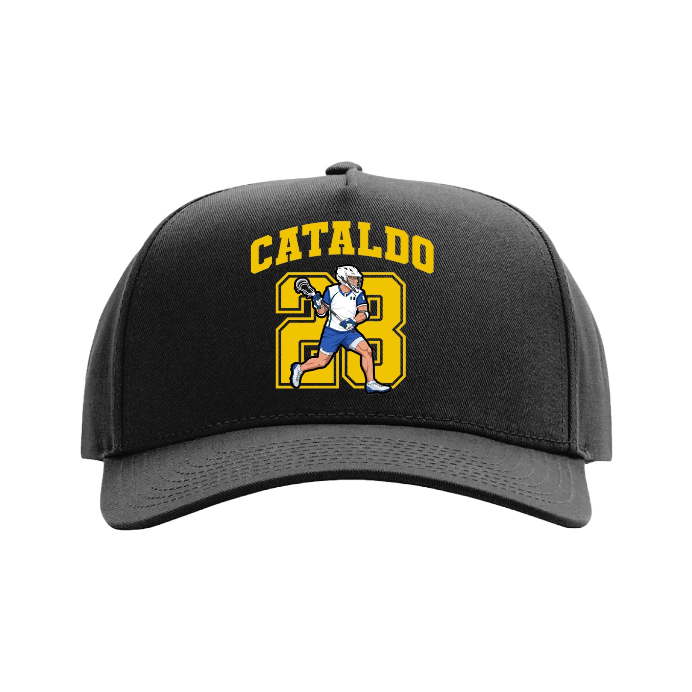 Full Fabric Five-Panel Champ Cap — Number in Black