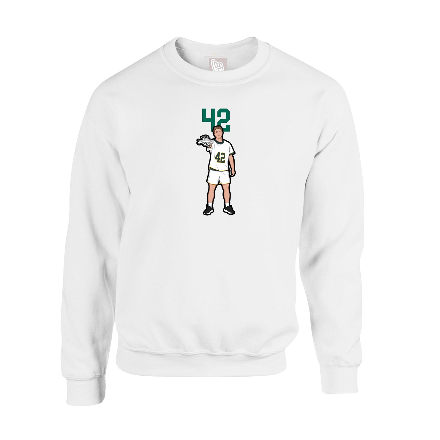 Fleece Crew — Number Top in White