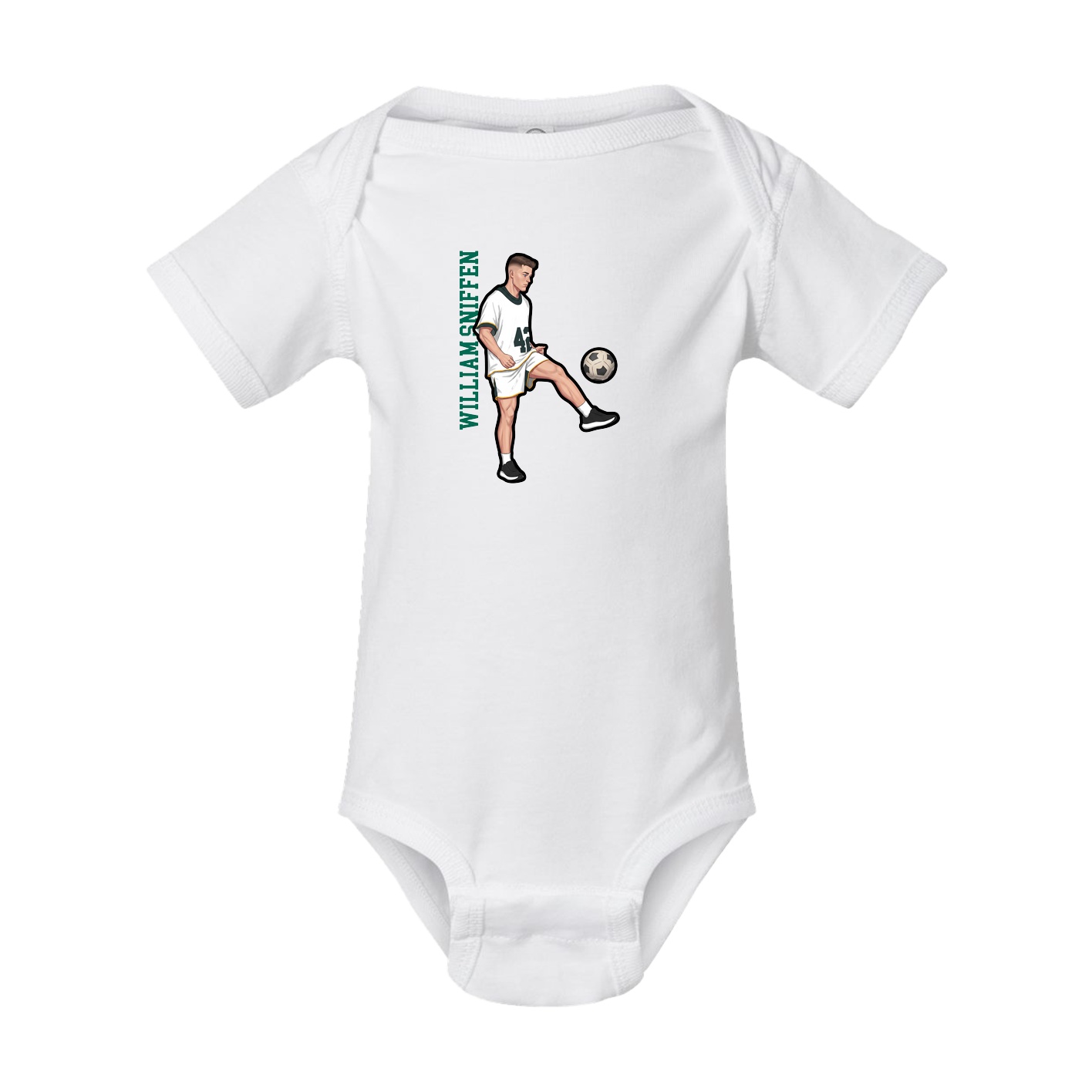 Baby Onesie — Name Vertical in White