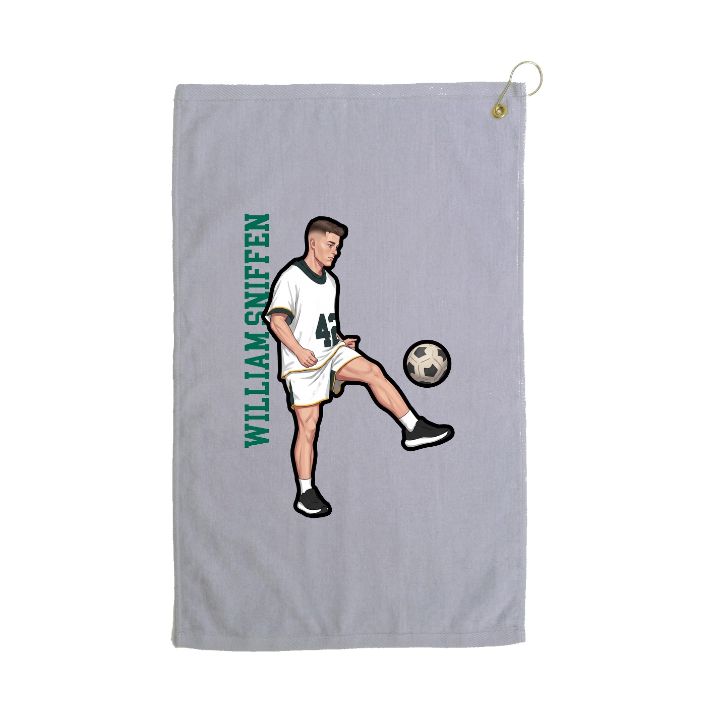Golf Towel — Name Vertical in Grey