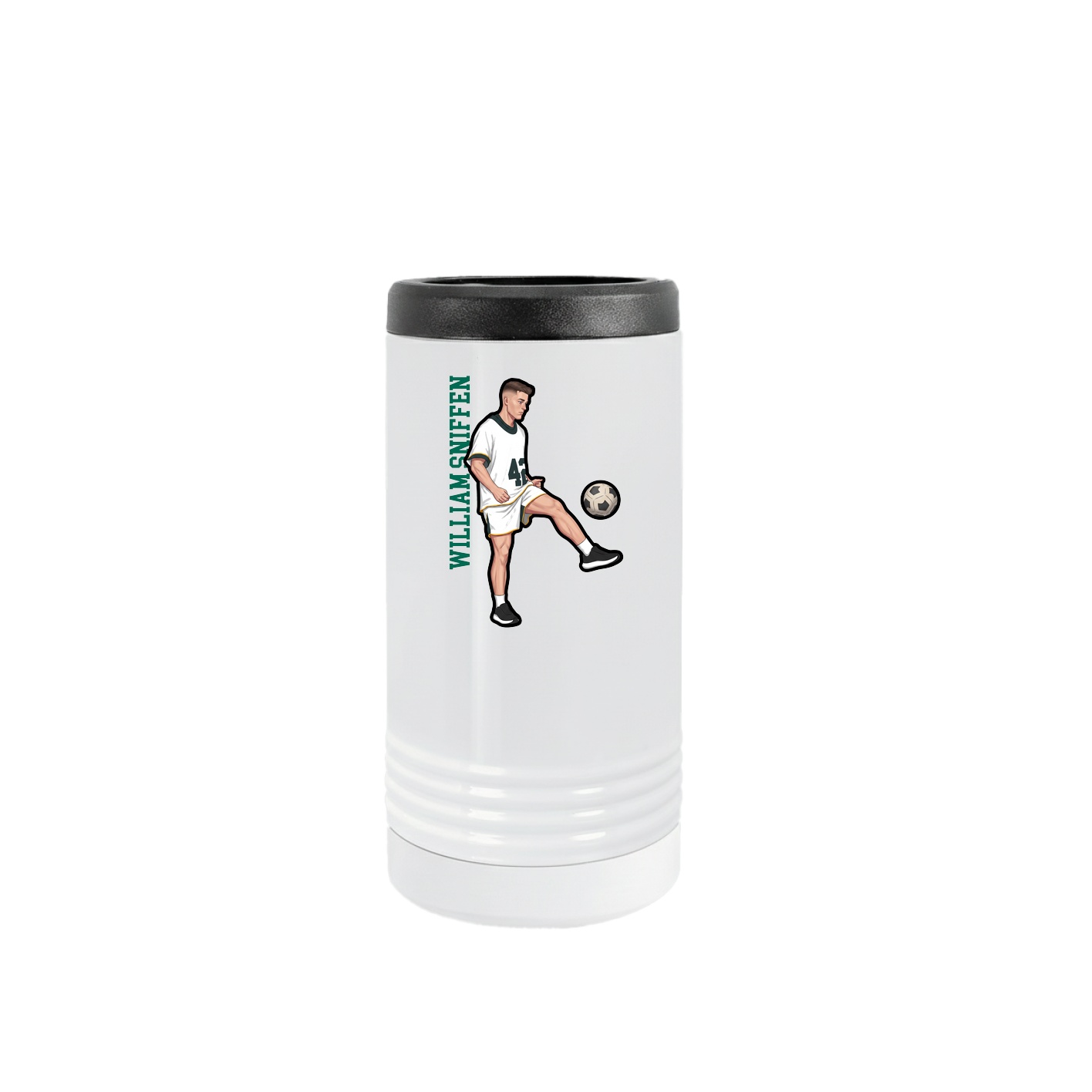 Slim Beverage Holder — Name Vertical in White