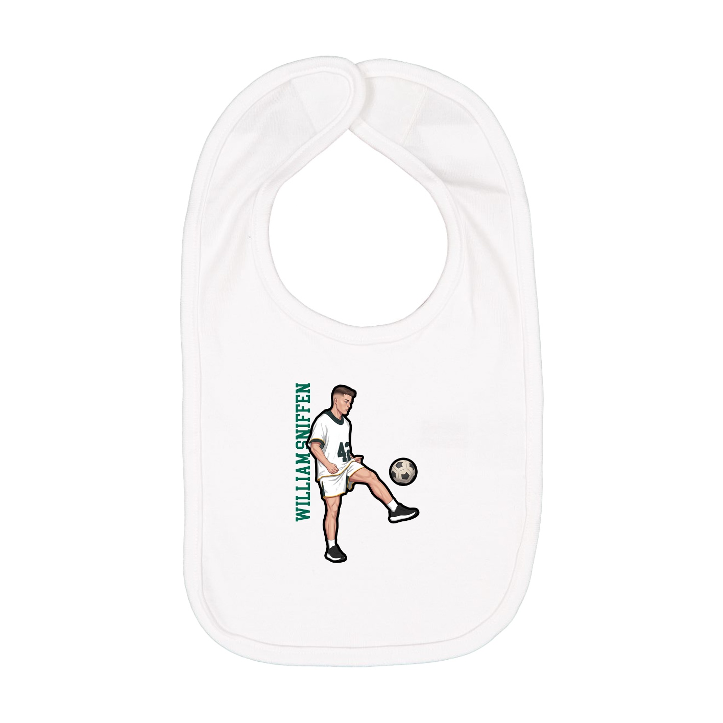 Infant Bib — Name Vertical in White