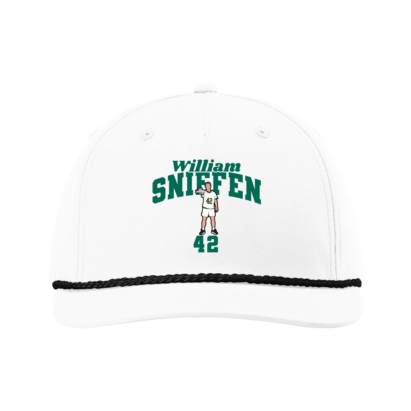 Five-Panel Classic Rope Cap — Signature Arch in White