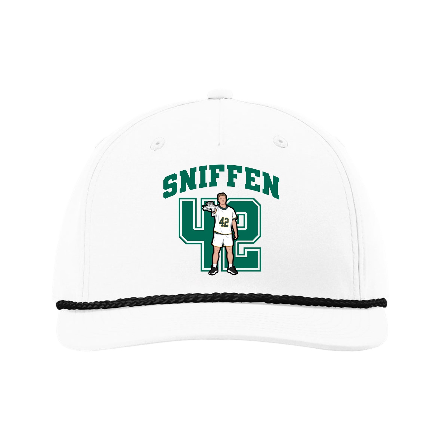 Five-Panel Classic Rope Cap — Number in White