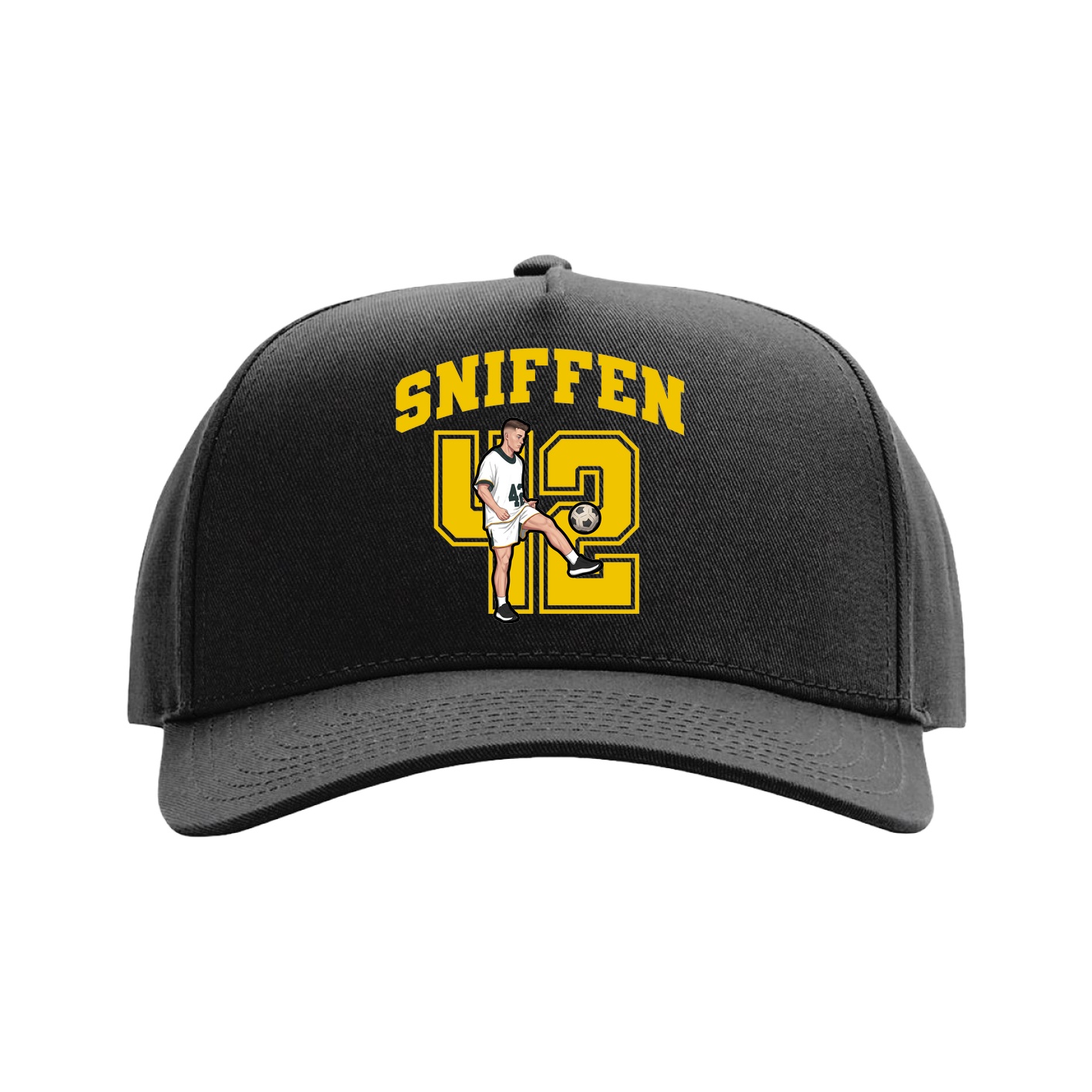 Full Fabric Five-Panel Champ Cap — Number in Black