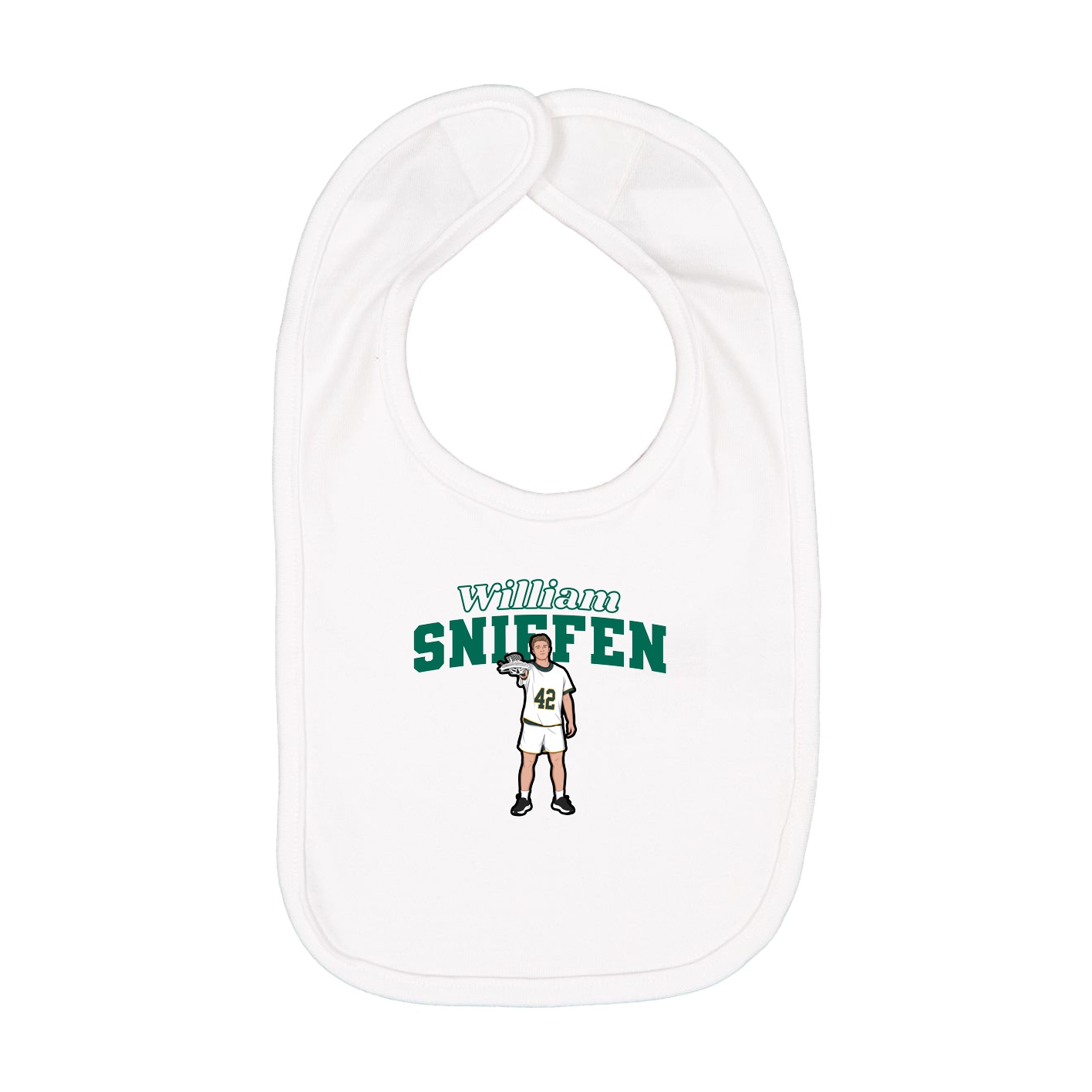Infant Bib — Name Arch in White